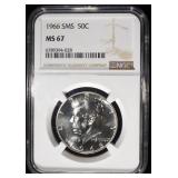1966 SMS KENNEDY HALF DOLLAR NGC MS67