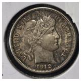 1912 BARBER DIME NICE ORIG UNC