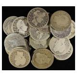 (20) 90% SILVER BARBER QUARTERS