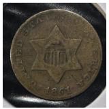 1851 3-CENT SILVER VF