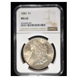 1886 MORGAN DOLLAR NGC MS62