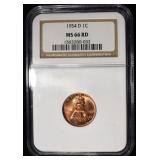 1954-D WHEAT CENT NGC MS66 RD