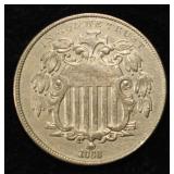 1868 SHIELD NICKEL CH AU