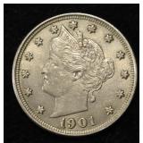 1901 LIBERTY NICKEL AU/BU