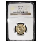 1945-D JEFFERSON WAR NICKEL NGC MS66