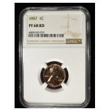 1957 WHEAT CENT NGC PF68RD