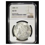 1896 MORGAN DOLLAR NGC AU55