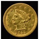 1844-D $2.50 LIBERTY GOLD BU OLD CLEANING