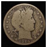 1914 BARBER HALF DOLLAR GOOD
