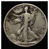 1921 WALKING LIBERTY HALF DOLLAR FINE