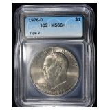 1976-D TYPE2 EISENHOWER DOLLAR ICG MS66