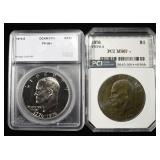 (2) GRADED EISENHOWER DOLLARS