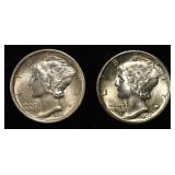 1924 AU/BU, & 1935 CH BU MERCURY DIMES