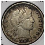 1898 BARBER HALF DOLLAR XF