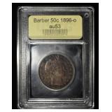 1896-O BARBER HALF DOLLAR USCG AU