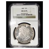 1887 MORGAN DOLLAR NGC MS64PL