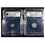 2 SILVER ANCIENTS 854-1011AD DAMMA, 256-278 DRACHM