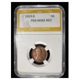 1919-D WHEAT CENT PGA GEM BU RED