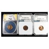 (3) WHEAT CENT GRADED COIN LOT