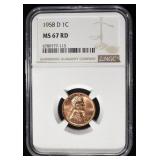 1958-D WHEAT CENT NGC MS67 RD