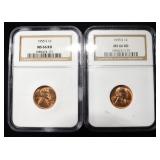 (2) 1955-S WHEAT CENTS NGC MS 66RD
