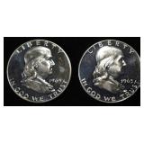 (2) 90% SILVER 1963 FRANKLIN HALF DOLLARS PROOF BU