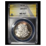 1883-O MORGAN DOLLAR ANACS MS62