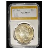 1924 PEACE DOLLAR PGA SUPERB GEM BU