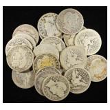 (20) 90% SILVER BARBER QUARTERS