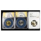 (3) GRADED WASHINGTON QUARTERS