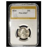 1934 WASHINGTON QUARTER PGA SUPERB GEM BU