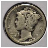 1921 MERCURY DIME FINE