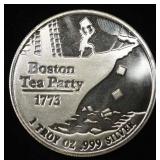 BOSTON TEA PARTY 1 OZ .999 SILVER ROUND