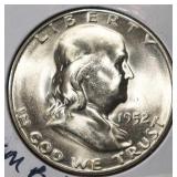 1952-S FRANKLIN HALF DOLLAR GEM BU FBL