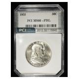 1955 FRANKLIN HALF DOLLAR SUPERB GEM BU FBL