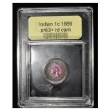 1889 INDIAN CENT USCG CH PROOF RD CAM