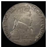 1838 BOLIVIA 8 SOL SILVER BU