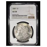 1889 MORGAN DOLLAR NGC AU58