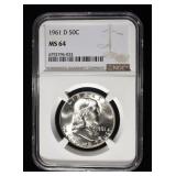 1961-D FRANKLIN HALF DOLLAR NGC MS64