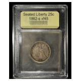 1862-S SEATED LIBERTY QUARTER USCG XF/AU
