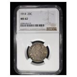 1914 BARBER QUARTER NGC MS62