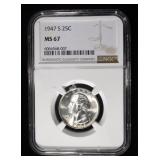 1947-S WASHINGTON QUARTER NGC MS67