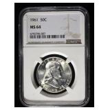1961 FRANKLIN HALF DOLLAR NGC MS64