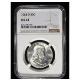 1963-D FRANKLIN HALF DOLLAR NGC MS64