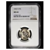 1943-S WAR NICKEL NGC MS66