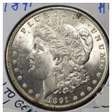1891 MORGAN DOLLAR CH TO GEM BU