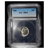 1960 ROOSEVELT DIME ICG MS67