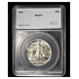 1943 WALKING LIBERTY 50C SEGS SUPERB GEM BU