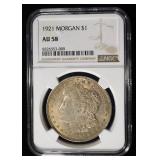 1921 MORGAN DOLLAR NGC AU58