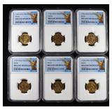 (6) 1954-69 MO MEXICO 5C BRASS NCG BRILLIANT UNC